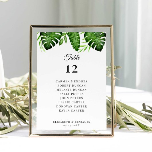 Numéro De Table Wedding Seating Chart Table Tropical Greenery 