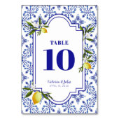 Numéro De Table Wedding shower bleu marine & citrons (Dos)