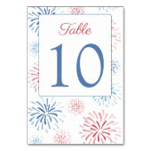 Numéro De Table Wedding shower de feux d'artifice bleu rouge (Dos)