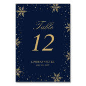 Numéro De Table Wedding shower de flocons d'hiver Gold & Navy (Dos)