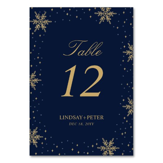 Numéro De Table Wedding shower de flocons d'hiver Gold & Navy (Par défaut)