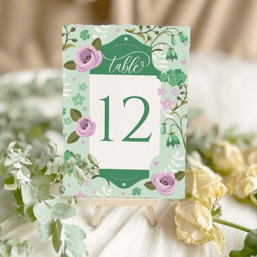Numéro De Table Wedding Table Cards Seating Plan Mint Green Floral