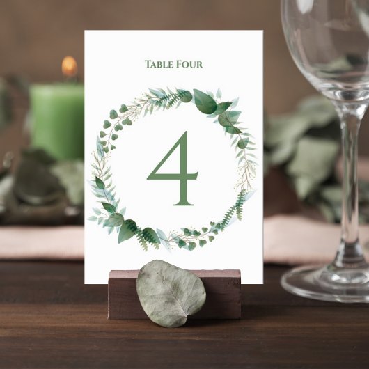 Numéro De Table Wedding Table Number Card with Botanical Wreath