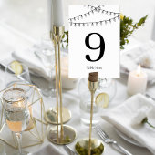 Numéro De Table Wedding Table Number Card with String Lights
