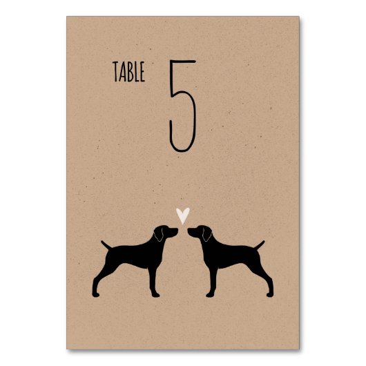 Numéro De Table Weimaraner Chien Silhouettes Réception de mariage (Dos)