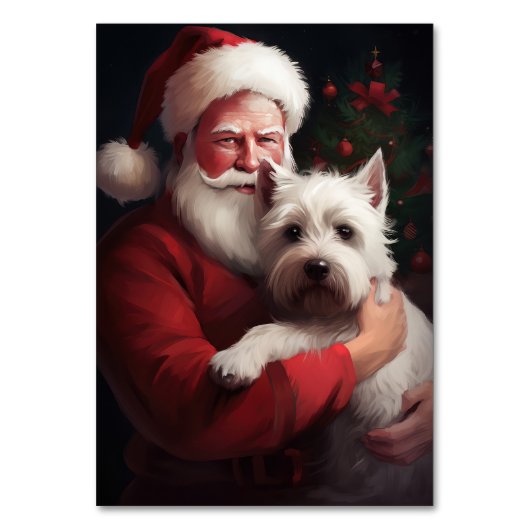 Numéro De Table West Highland White Terrier Santa Claus Noël (Par défaut)