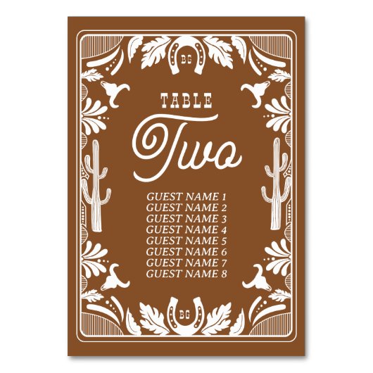 Numéro De Table Western Country Cowboy Rustique Mariage (Dos)