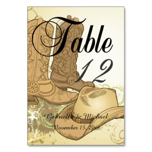Numéro De Table Western Cowboy Cowgirl Mariage