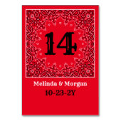 Numéro De Table Western Red Bandana Mariage personnalisé (Dos)
