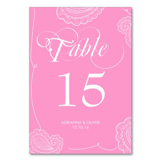 Numéro De Table Whimsical Chic Paisley Mariage (Dos)