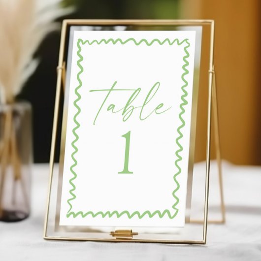 Numéro De Table Whimsical Citrus Green Wavy Border Wedding