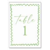 Numéro De Table Whimsical Citrus Green Wavy Border Wedding (Dos)