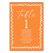 Numéro De Table Whimsical Citrus Orange Wavy Border Wedding (Dos)