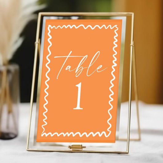 Numéro De Table Whimsical Citrus Orange Wavy Border Wedding