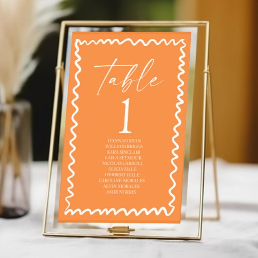 Numéro De Table Whimsical Citrus Orange Wavy Border Wedding