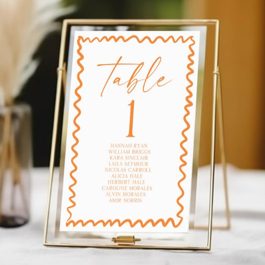 Numéro De Table Whimsical Citrus Orange Wavy Border Wedding