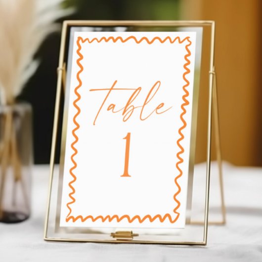 Numéro De Table Whimsical Citrus Orange Wavy Border Wedding