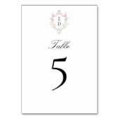 Numéro De Table Whimsical Elegant Rococo Floral Crest Monogram (Dos)