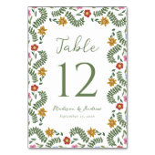 Numéro De Table Whimsical Folk Art Floral Wedding (Dos)