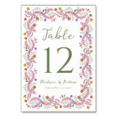 Numéro De Table Whimsical Folk Art Floral Wedding (Dos)