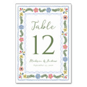 Numéro De Table Whimsical Folk Art Floral Wedding (Par défaut)