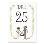 Numéro De Table Whimsical Forest Raccoons Rustic Mariage Table (Dos)