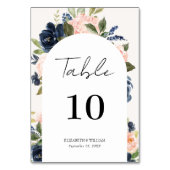 Numéro De Table Whimsical Navy & Blush Floral Script Mariage (Par défaut)