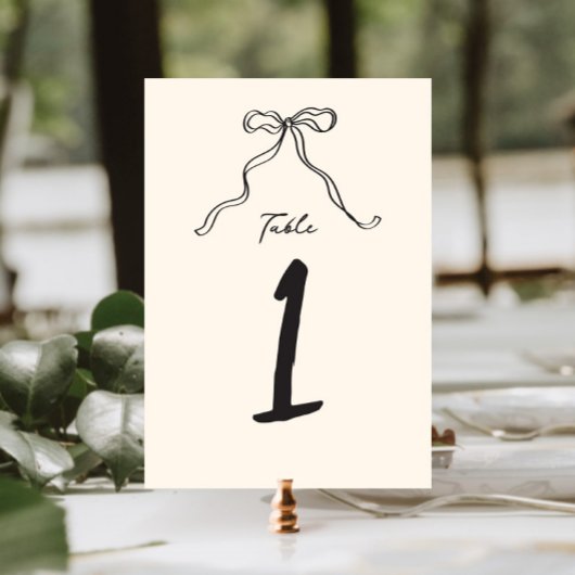 Numéro De Table Whimsical Quirky manuscrit Bow