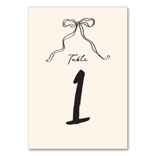 Numéro De Table Whimsical Quirky manuscrit Bow (Par défaut)