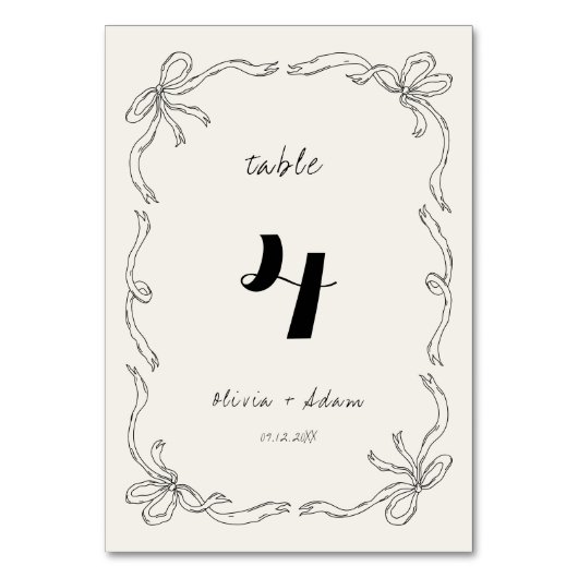 Numéro De Table Whimsical Quirky Retro Mariage main tiré Bow (Par défaut)
