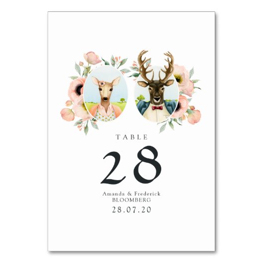 Numéro De Table Whimsical Rustic Woodland Forest Mariage de cerfs (Par défaut)