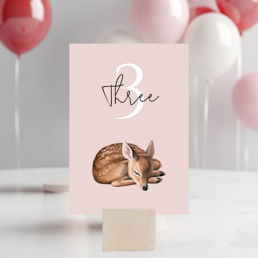 Numéro De Table Whimsland Cerf Anniversaire rose