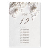 Numéro De Table White 3D Roses Wedding Guest Names  (Dos)