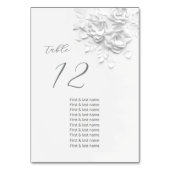 Numéro De Table White 3D Roses Wedding Guest Names  (Dos)
