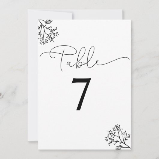 Numéro de table White and Black Modern Elegance (Devant)