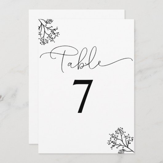 Numéro de table White and Black Modern Elegance (Devant / Derrière)