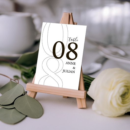 Numéro De Table White and BrownModern Wedding Table Number Card 