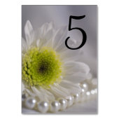 Numéro De Table White Daisy and Pearls Wedding Table Numbers (Dos)