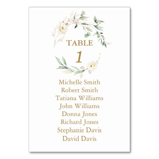 Numéro De Table  White Floral Greenery Baptism Seating Chart   (Dos)