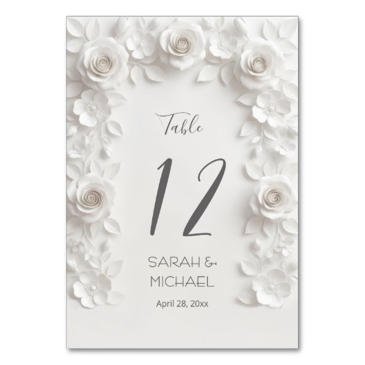 Numéro De Table White Sculptured Flowers Arch Wedding   (Par défaut)