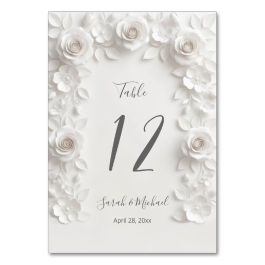 Numéro De Table White Sculptured Flowers Arch Wedding (Par défaut)
