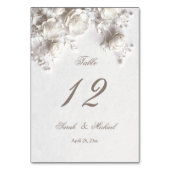 Numéro De Table White Sculptured Flowers Wedding   (Dos)