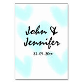 Numéro De Table white simple minimal text style wedding blue heart (Dos)