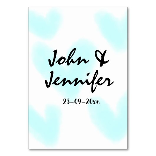 Numéro De Table white simple minimal text style wedding blue heart (Par défaut)