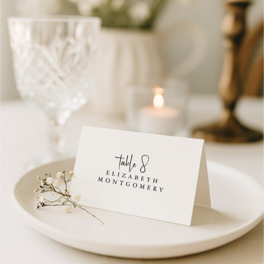 Numéro De Table White Simple Modern Wedding Calligraphy