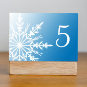 Numéro De Table White Snowflakes on Blue Winter Table Numbers