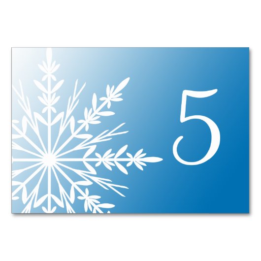 Numéro De Table White Snowflakes on Blue Winter Table Numbers (Dos)