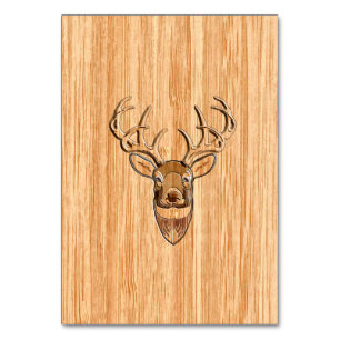 Numéro De Table White Tail Deer Head Wood Grain Background