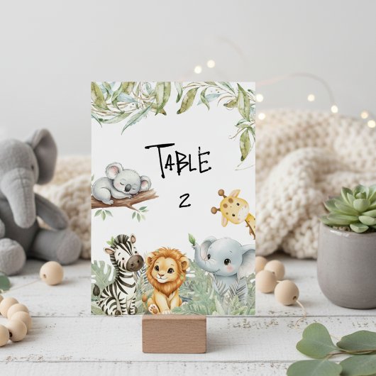 Numéro De Table Wild One Boy Safari Jungle Animals Baby Shower 