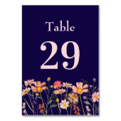 Numéro De Table Wildflower Boho Floral Navy Blue Blush Wedding (Dos)